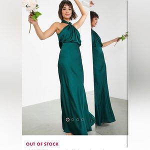 ASOS satin Emerald green bridesmaid dress